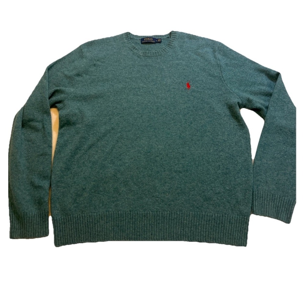 Polo Ralph Lauren 100% Cashmere Crew Neck Knit Sweater  Green Men's Large